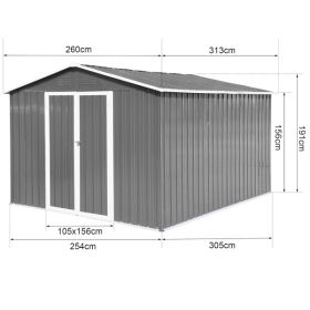Metal garden sheds 10ftx8ft outdoor storage sheds Grey