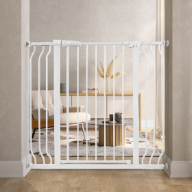 Only Supports Self Pickup Extra Wide Baby Gate, Safety Dog Gate For Stairs, Easy Walk-through Self-closing Pet Gate For Houses, Doorways, White-grey (Color: White)