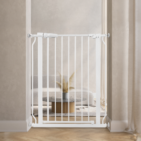 Only Supports Self Pickup  Extra Wide Baby Gate, Safety Dog Gate For Stairs, Easy Walk-through Self-closing Pet Gate For Houses, Doorways, White-grey (Color: White)
